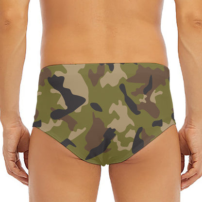 Desert Green Camouflage Print Men's Triangle Swim Briefs