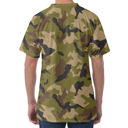 Desert Green Camouflage Print Men's Velvet T-Shirt