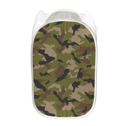 Desert Green Camouflage Print Mesh Laundry Hamper