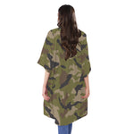 Desert Green Camouflage Print Open Front Beach Cover Up