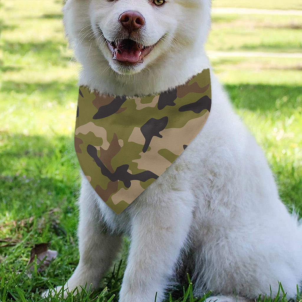 Desert Green Camouflage Print Over The Collar Dog Bandana
