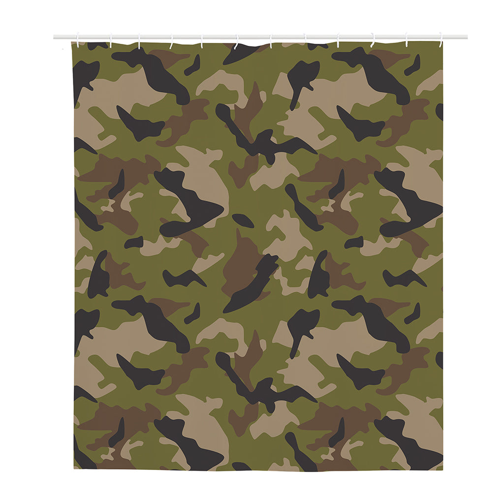 Desert Green Camouflage Print Polyester Shower Curtain