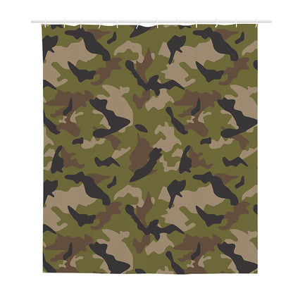 Desert Green Camouflage Print Polyester Shower Curtain