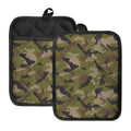 Desert Green Camouflage Print Pot Holders With Pocket