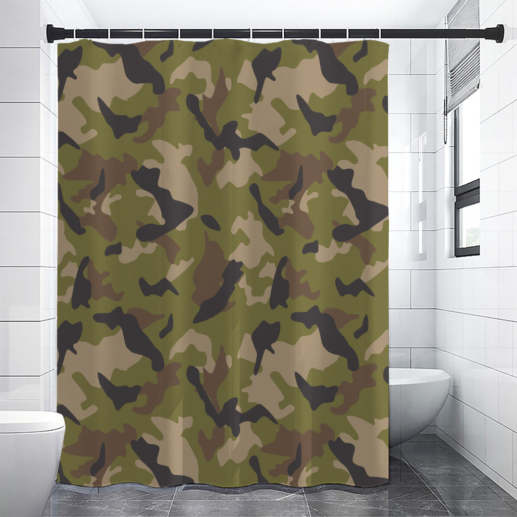 Desert Green Camouflage Print Premium Shower Curtain