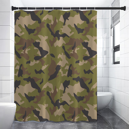 Desert Green Camouflage Print Premium Shower Curtain