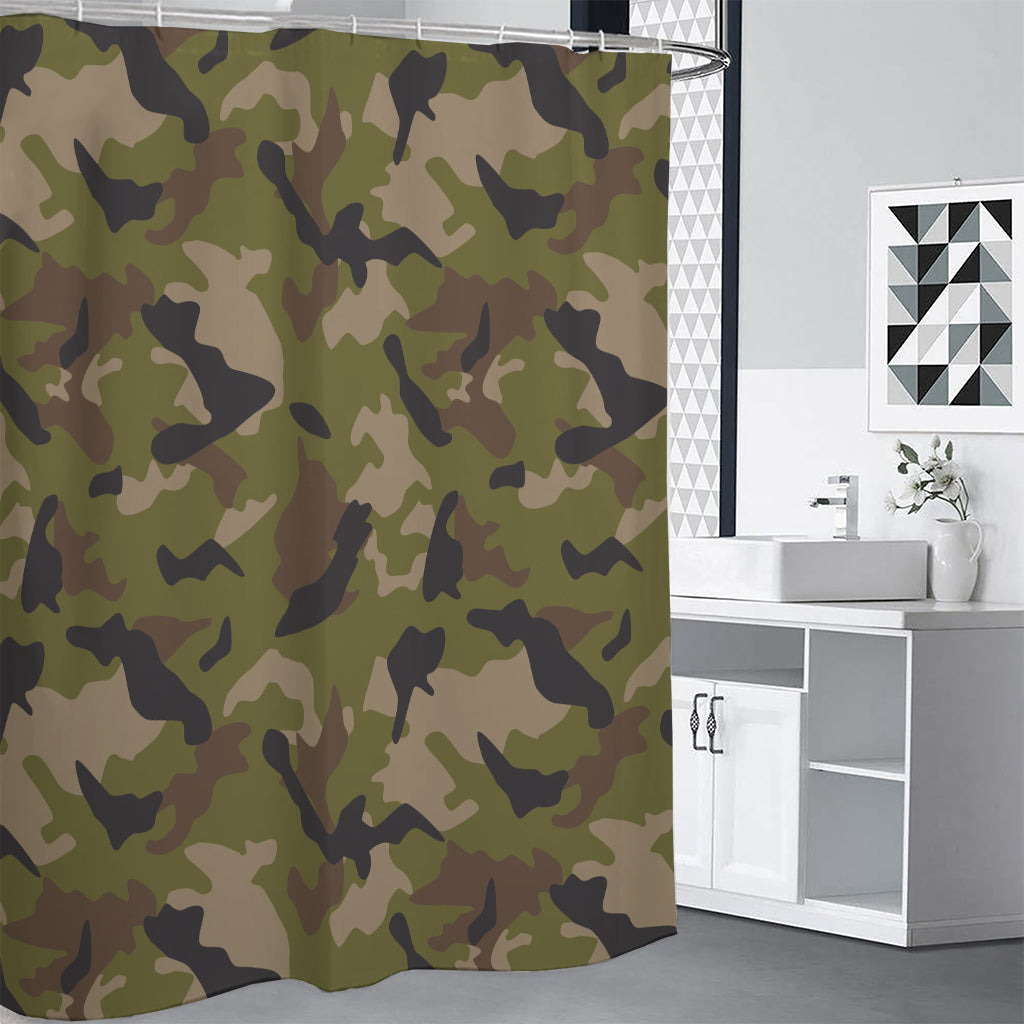 Desert Green Camouflage Print Premium Shower Curtain