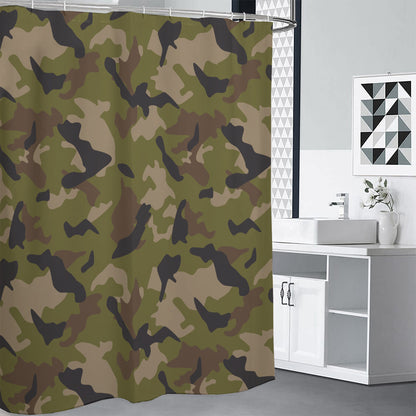 Desert Green Camouflage Print Premium Shower Curtain
