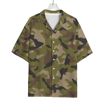 Desert Green Camouflage Print Rayon Hawaiian Shirt
