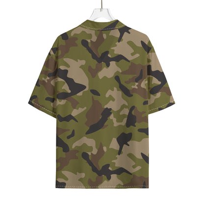 Desert Green Camouflage Print Rayon Hawaiian Shirt