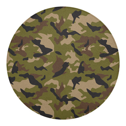 Desert Green Camouflage Print Round Blanket