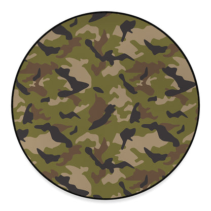 Desert Green Camouflage Print Round Floor Mat