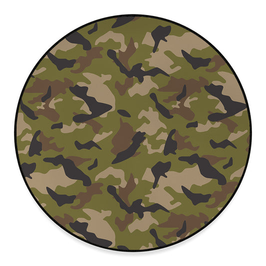 Desert Green Camouflage Print Round Floor Mat