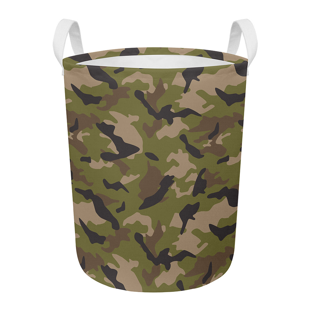 Desert Green Camouflage Print Round Laundry Basket