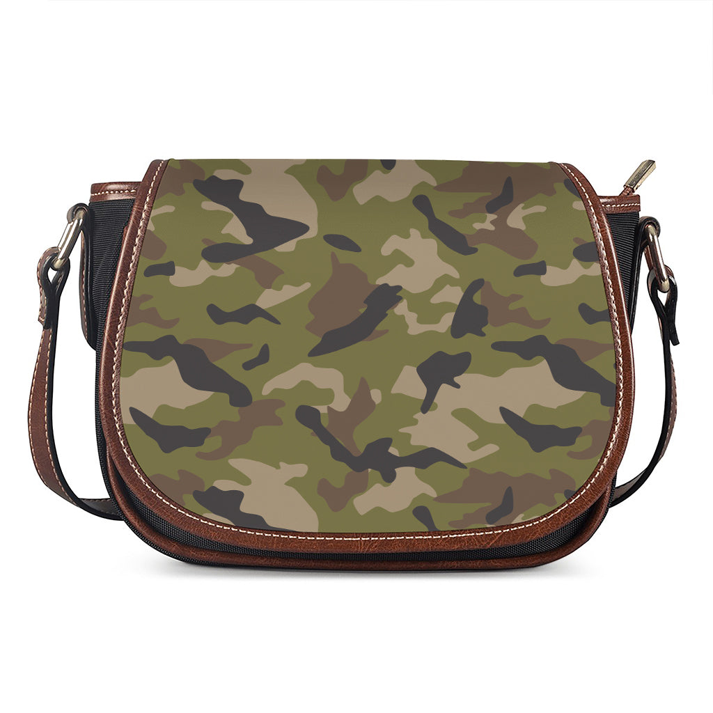 Desert Green Camouflage Print Saddle Bag