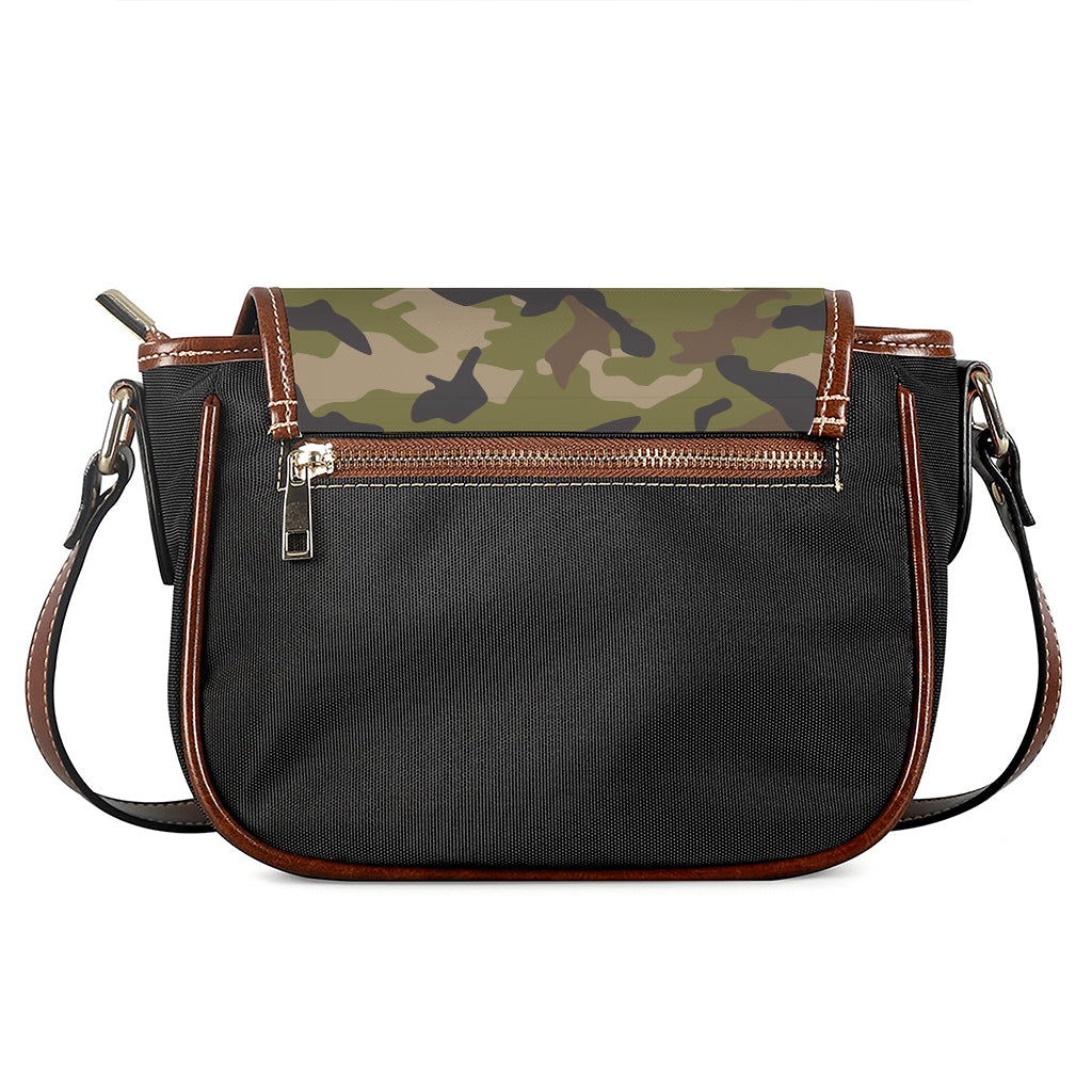 Desert Green Camouflage Print Saddle Bag