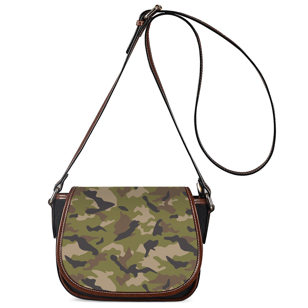 Desert Green Camouflage Print Saddle Bag
