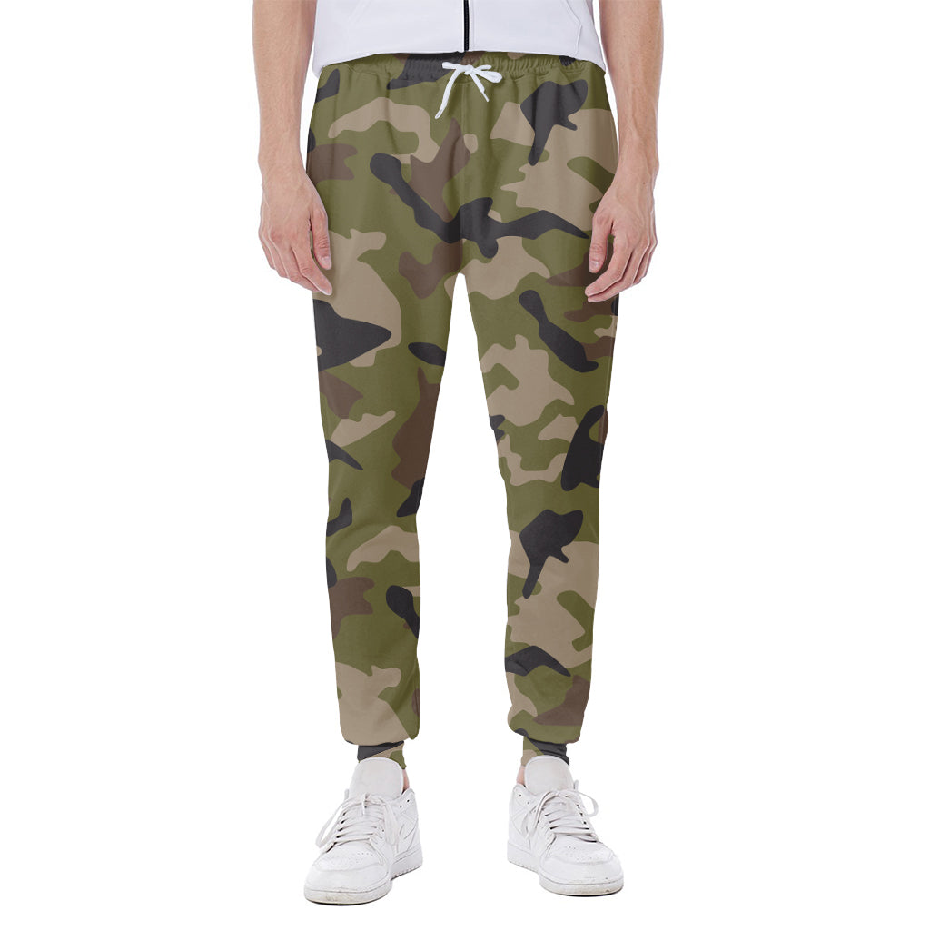 Desert Green Camouflage Print Scuba Joggers