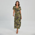 Desert Green Camouflage Print Short Sleeve Maxi Dress