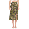 Desert Green Camouflage Print Side Slit Midi Skirt