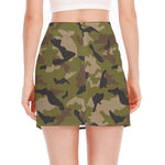 Desert Green Camouflage Print Side Slit Mini Skirt