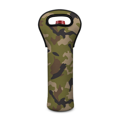 Desert Green Camouflage Print Single Neoprene Wine Tote