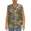 Desert Green Camouflage Print Sleeveless Baseball Jersey