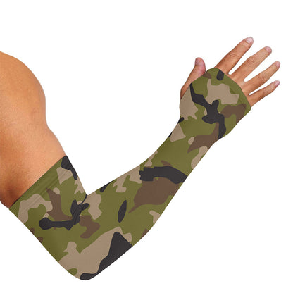 Desert Green Camouflage Print Sun Protection Arm Sleeves