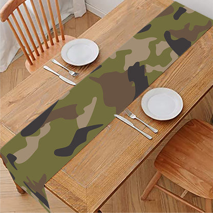 Desert Green Camouflage Print Table Runner