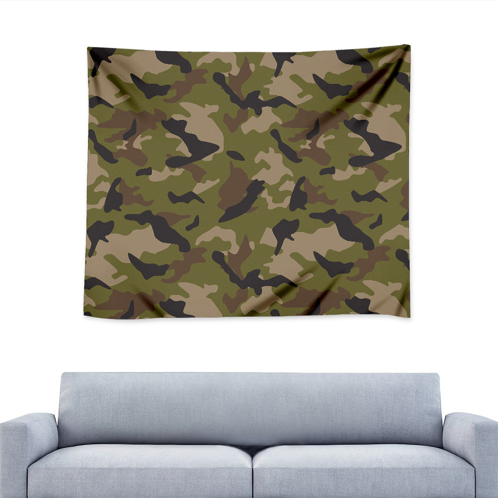 Desert Green Camouflage Print Tapestry