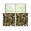 Desert Green Camouflage Print Tier Curtains
