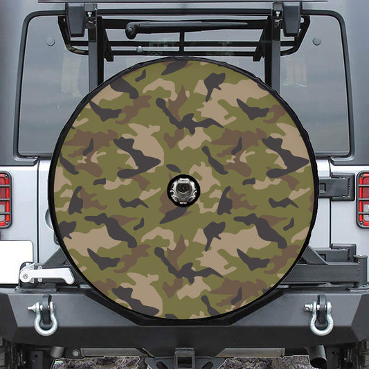 Desert Green Camouflage Print Tire Cover With Camera Hole