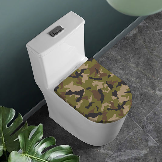 Desert Green Camouflage Print Toilet Lid Cover