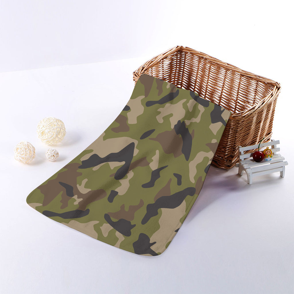Desert Green Camouflage Print Towel