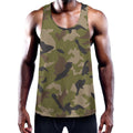 Desert Green Camouflage Print Men's Workout Tank Top