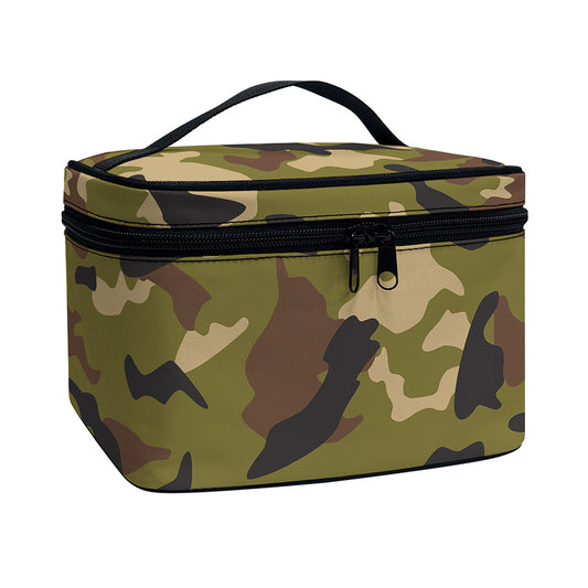Desert Green Camouflage Print Travel Makeup Bag