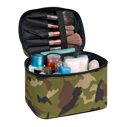 Desert Green Camouflage Print Travel Makeup Bag