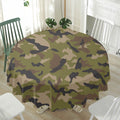 Desert Green Camouflage Print Waterproof Round Tablecloth