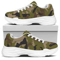 Desert Green Camouflage Print White Chunky Shoes