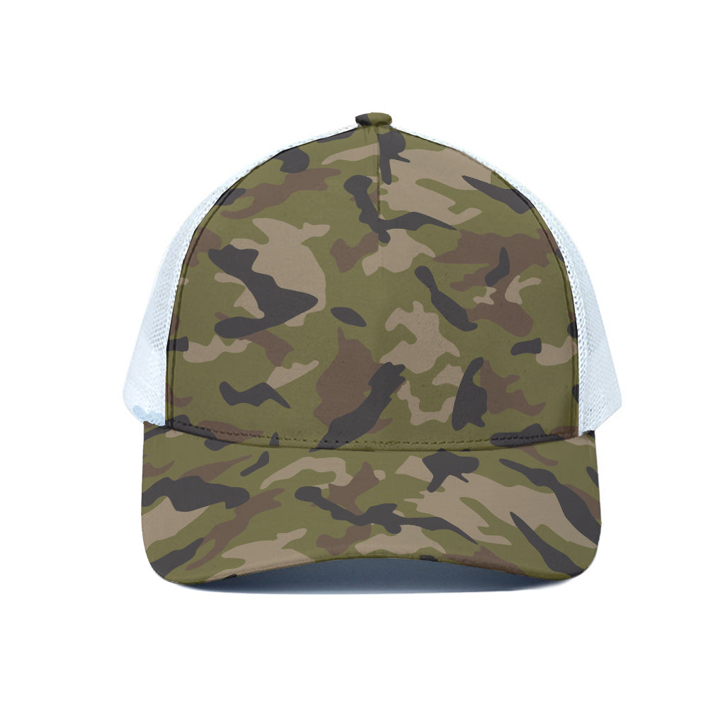 Desert Green Camouflage Print White Mesh Trucker Cap