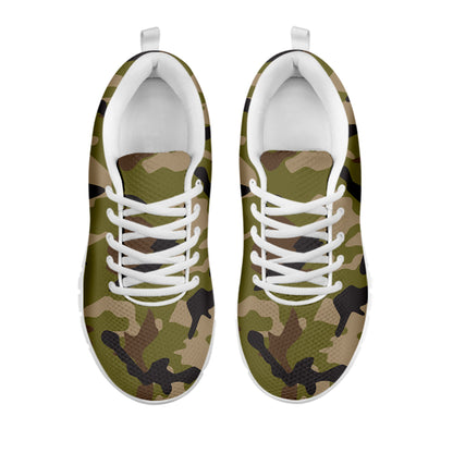 Desert Green Camouflage Print White Running Shoes