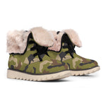 Desert Green Camouflage Print Winter Boots