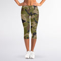 Desert Green Camouflage Print Women's Capri Leggings
