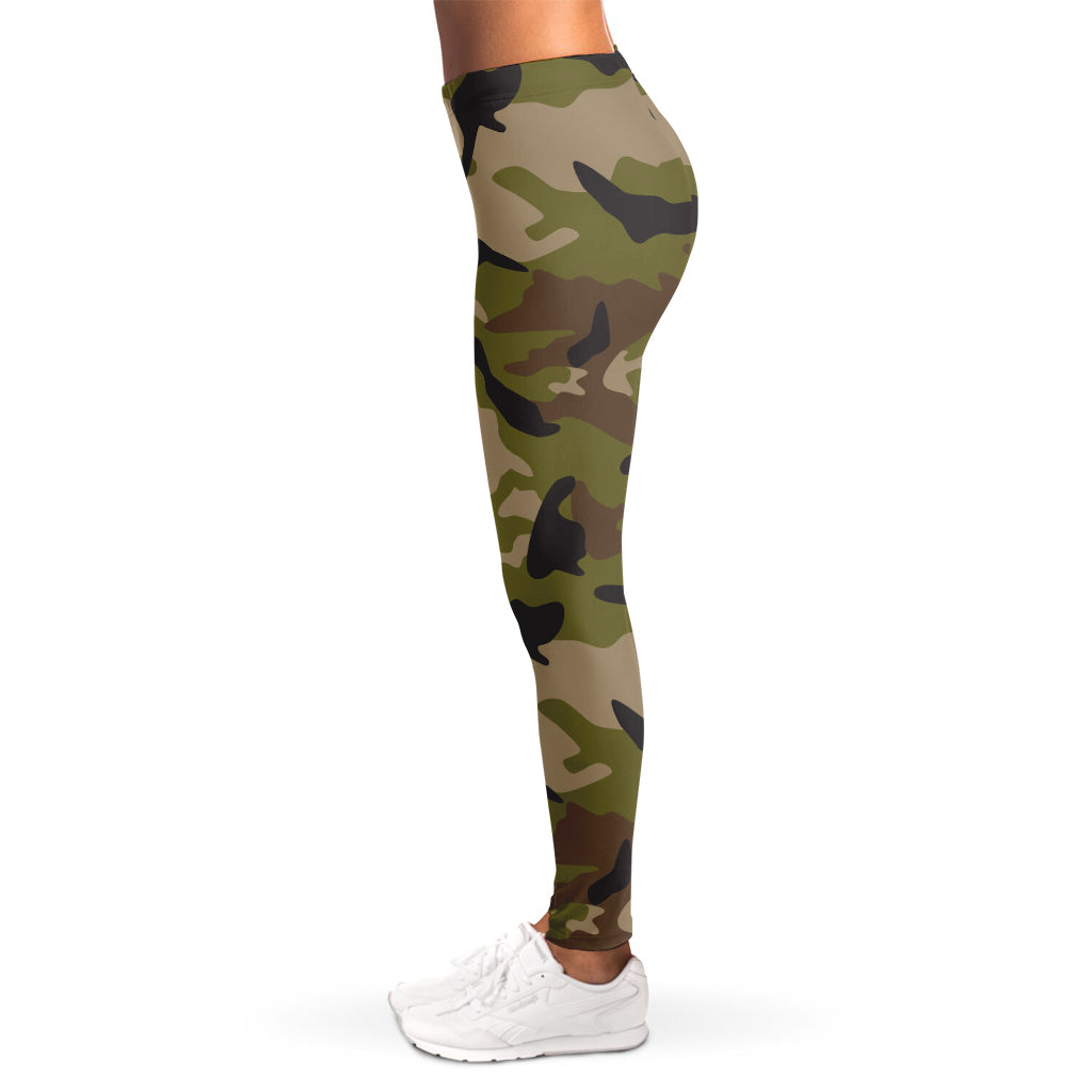 Desert Green Camouflage Print Women's Leggings