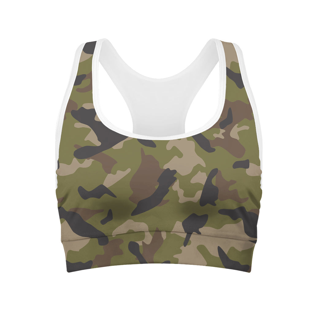 Desert Green Camouflage Print Women's Sports Bra