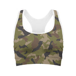 Desert Green Camouflage Print Women's Sports Bra