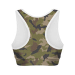 Desert Green Camouflage Print Women's Sports Bra