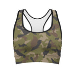Desert Green Camouflage Print Women's Sports Bra