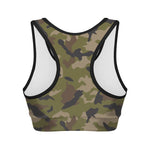 Desert Green Camouflage Print Women's Sports Bra