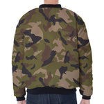 Desert Green Camouflage Print Zip Sleeve Bomber Jacket
